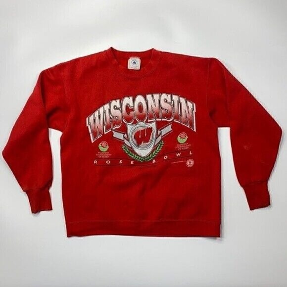 Vintage Delta Wisconsin Badgers 1994 Rose Bowl Red Crew Sweatshirt Size Large - Picture 1 of 11